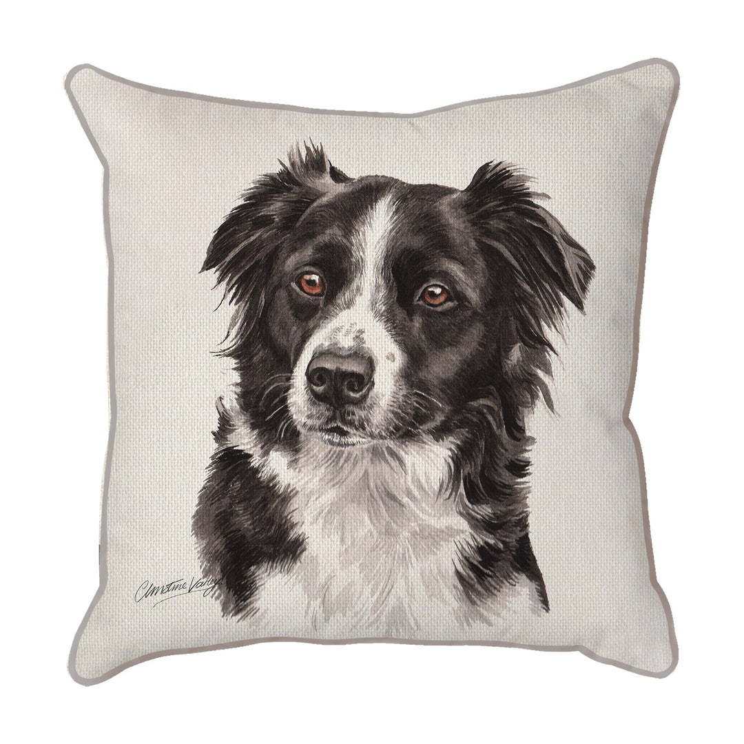 Christine Varley | Border Collie | Dog Scatter Cushion Cushions Christine Varley   