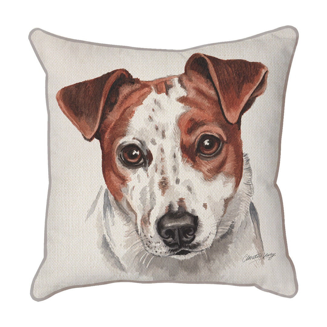 Christine Varley | Jack Russell Face On | Dog Scatter Cushion Cushions Christine Varley   
