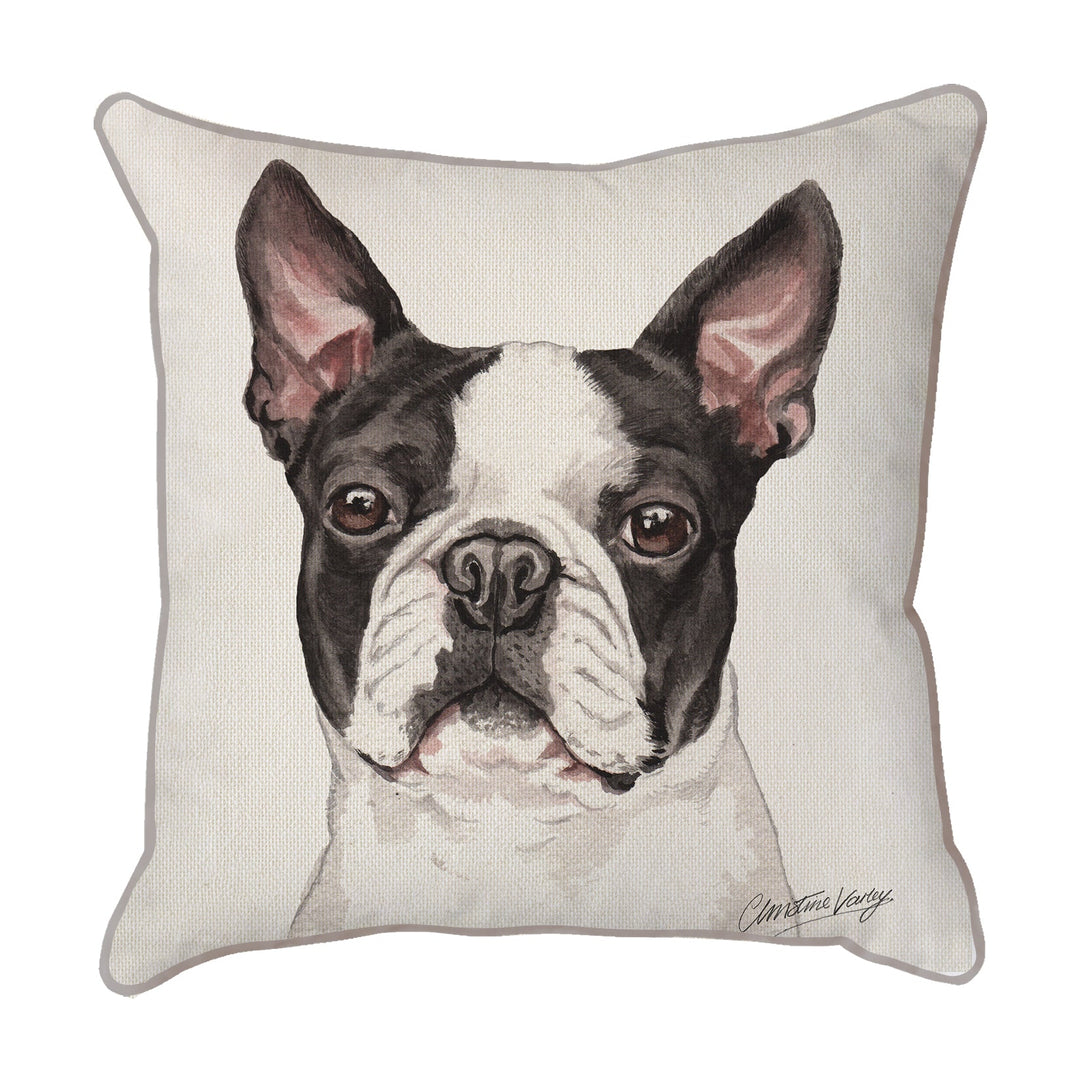 Christine Varley | Boston Terrier | Dog Scatter Cushion Cushions Christine Varley   