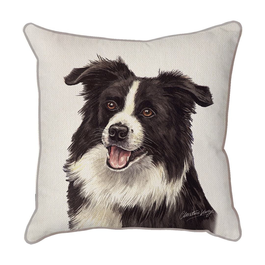 Christine Varley | Border Collie Mouth Open | Dog Scatter Cushion Cushions Christine Varley   