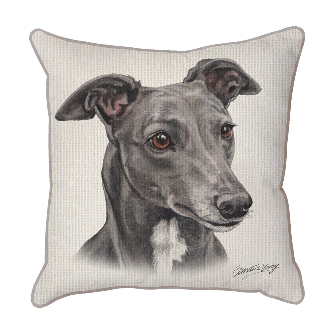 Christine Varley | Greyhound | Dog Scatter Cushion Cushions Christine Varley   