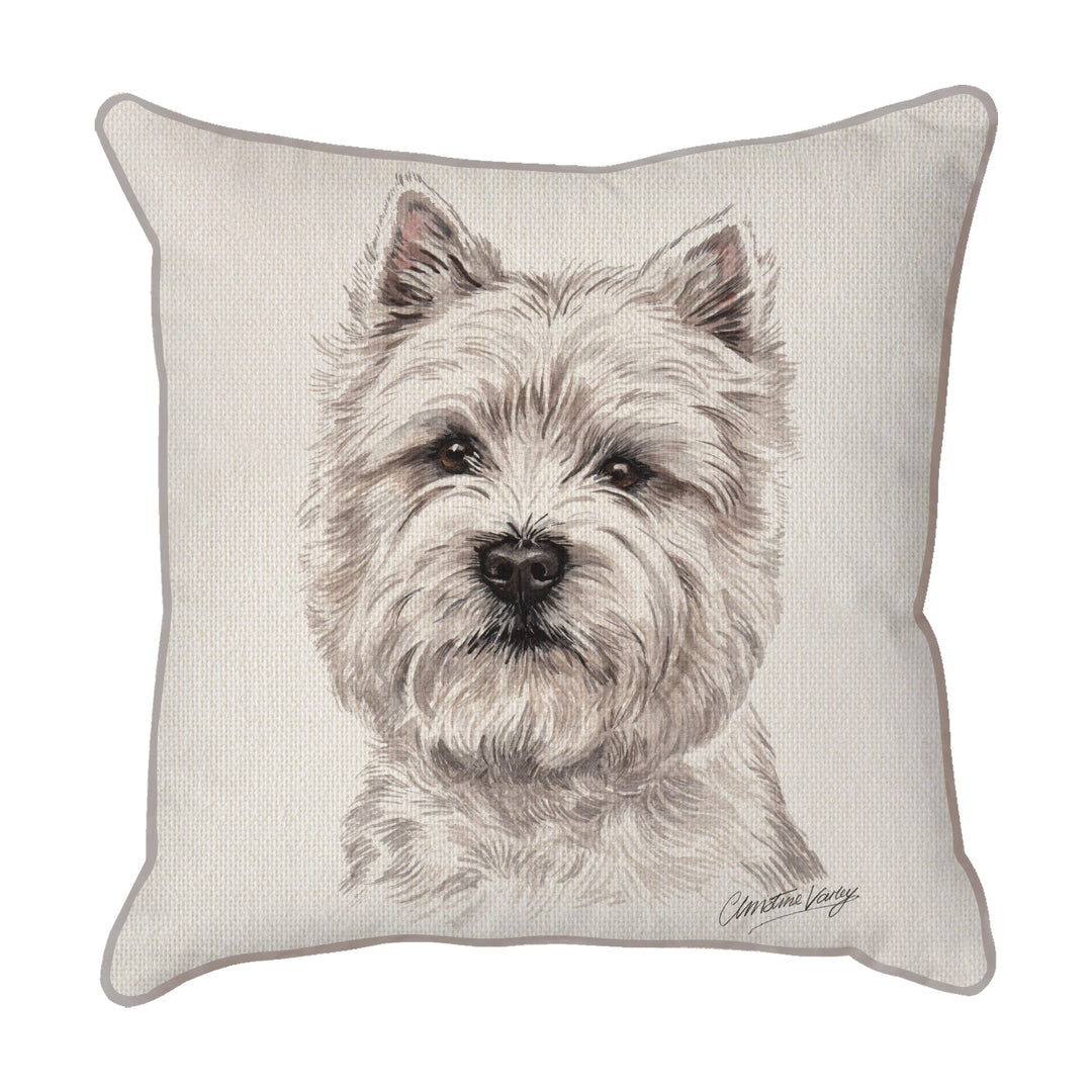 Christine Varley | West Highland Terrier - Mouth Closed | Dog Scatter Cushion Cushions Christine Varley   