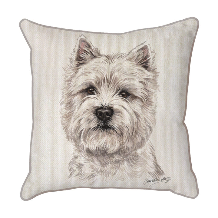 Christine Varley | West Highland Terrier - Mouth Closed | Dog Scatter Cushion Cushions Christine Varley   