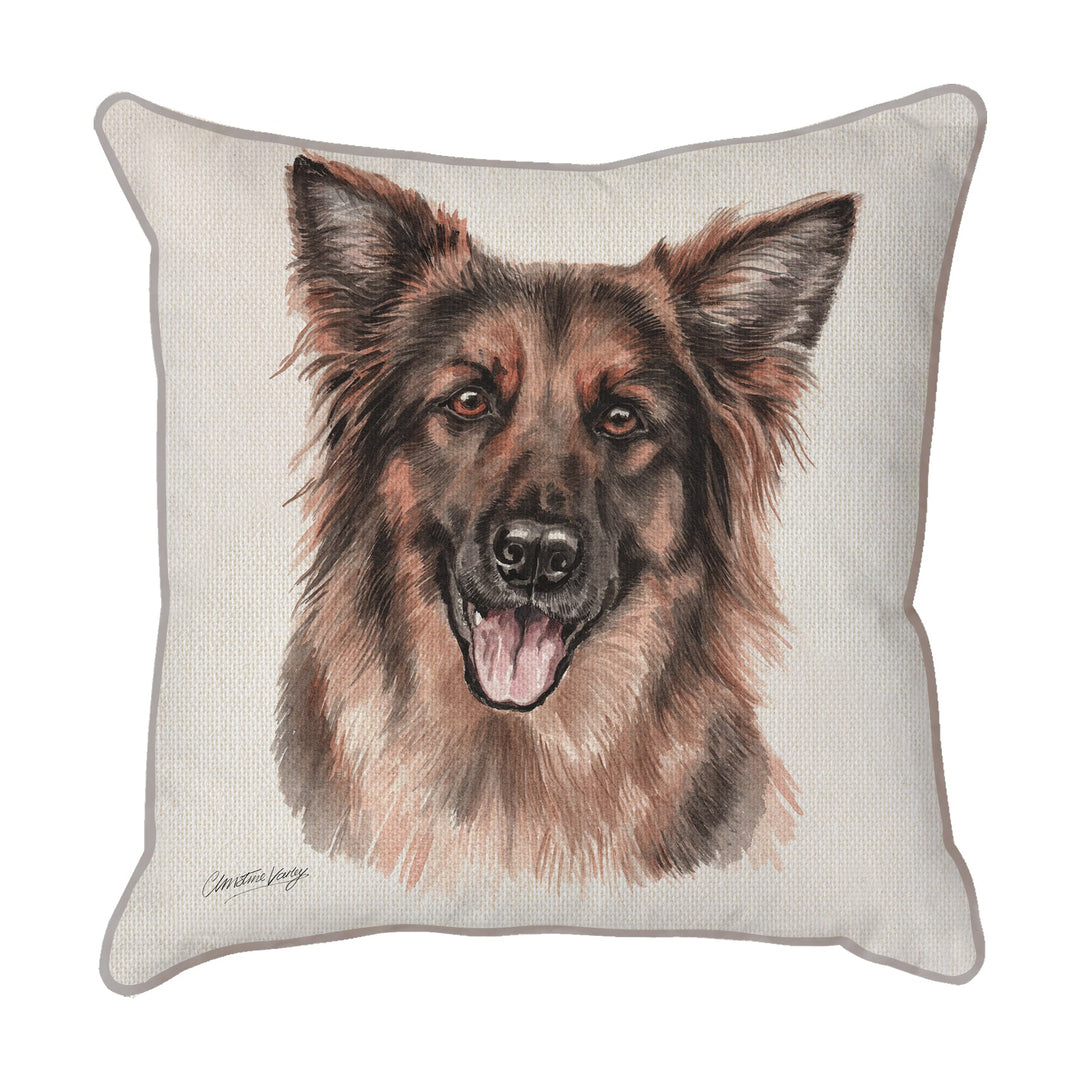 Christine Varley | German Shepherd Face On | Dog Scatter Cushion Cushions Christine Varley   