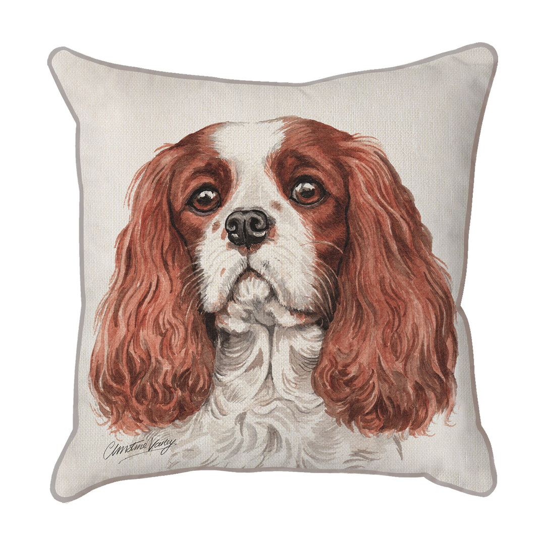 Christine Varley | Cav King Charles Brown/White | Dog Scatter Cushion Cushions Christine Varley   