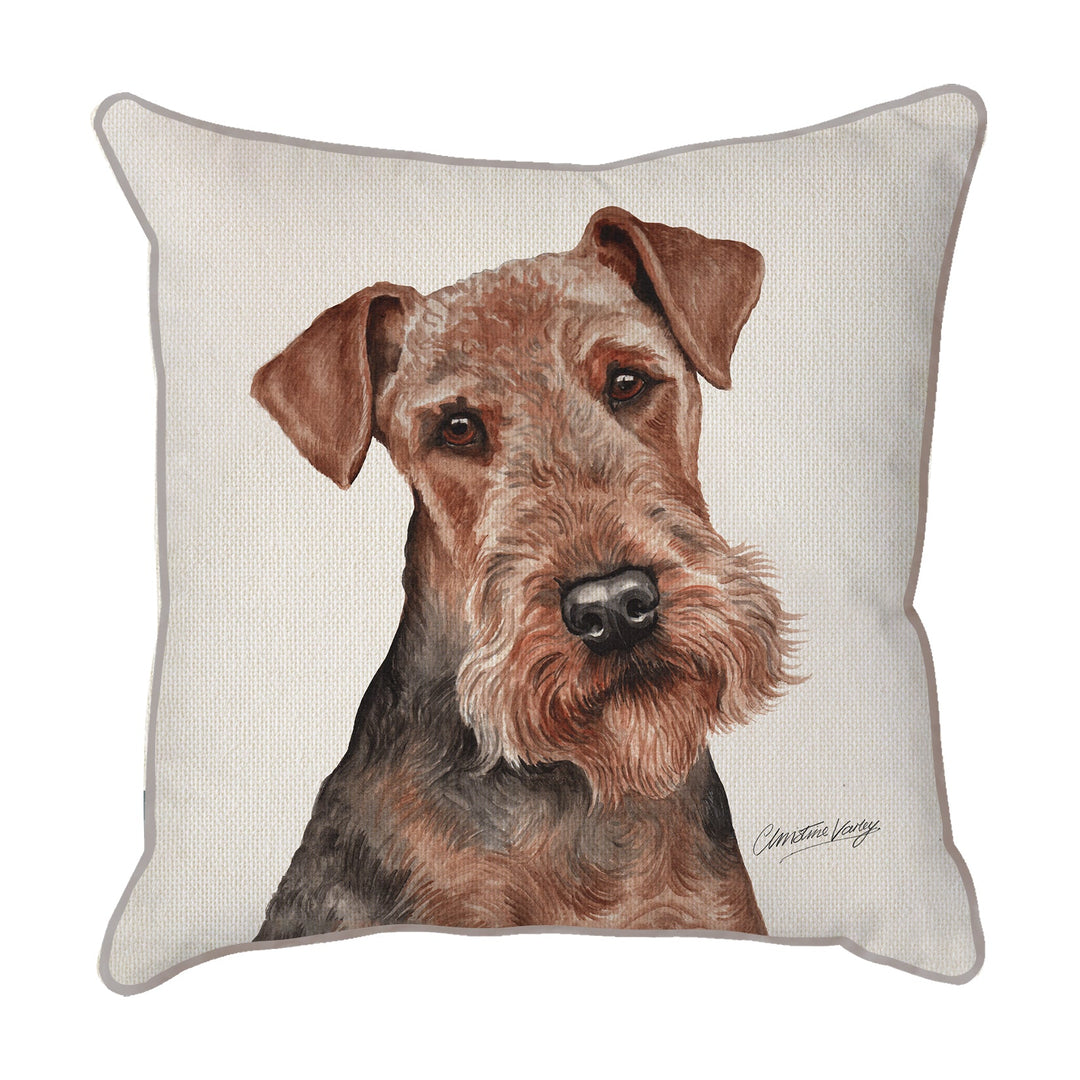 Christine Varley | Airedale Terrier | Dog Scatter Cushion Cushions Christine Varley   