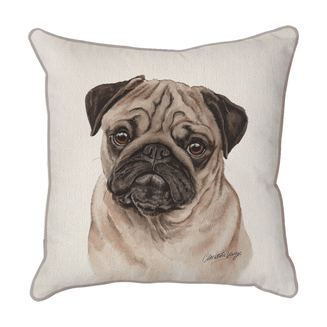 Christine Varley | Pug - Variant 2 | Dog Scatter Cushion Cushions Christine Varley   