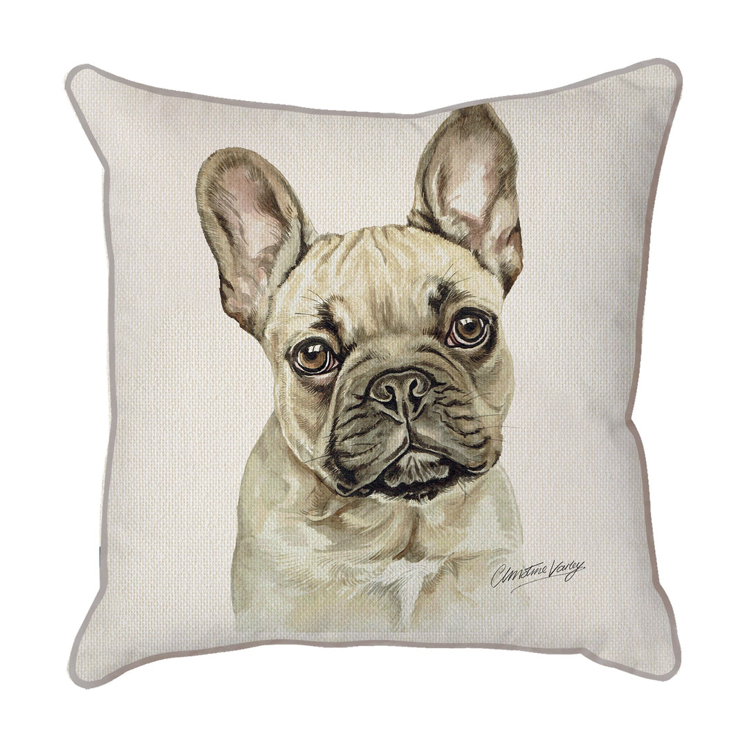 Christine Varley | French Bulldog - Fawn | Dog Scatter Cushion Cushions Christine Varley   
