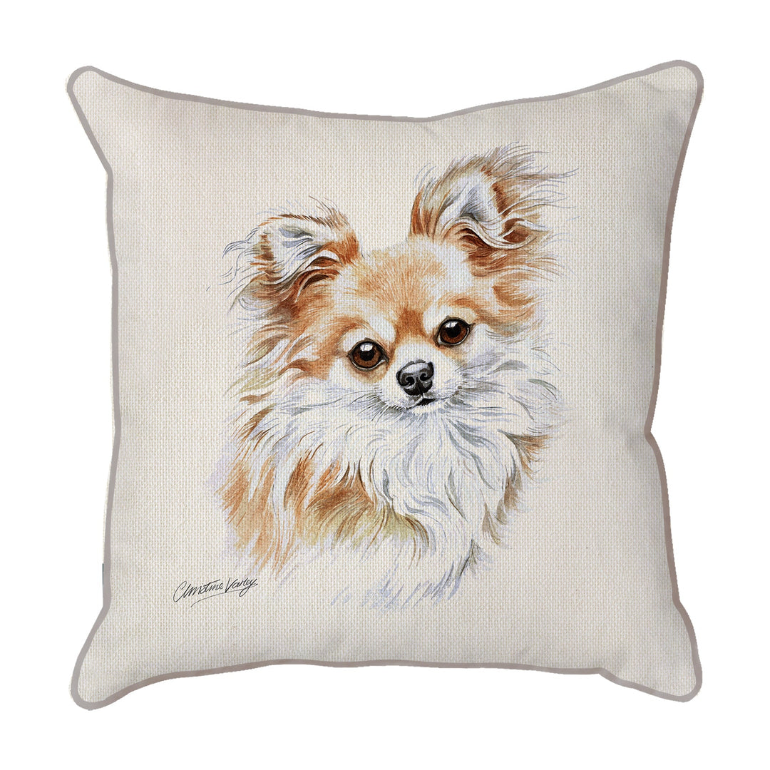 Christine Varley | Long Hair Chihuahua | Dog Scatter Cushion Cushions Christine Varley   
