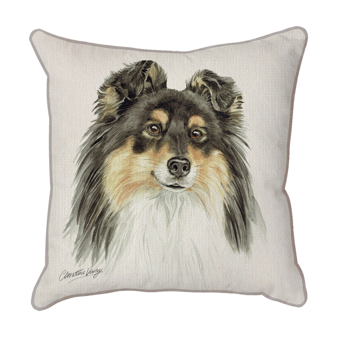 Christine Varley | Tri Shetland Sheepdog | Dog Scatter Cushion Cushions Christine Varley   