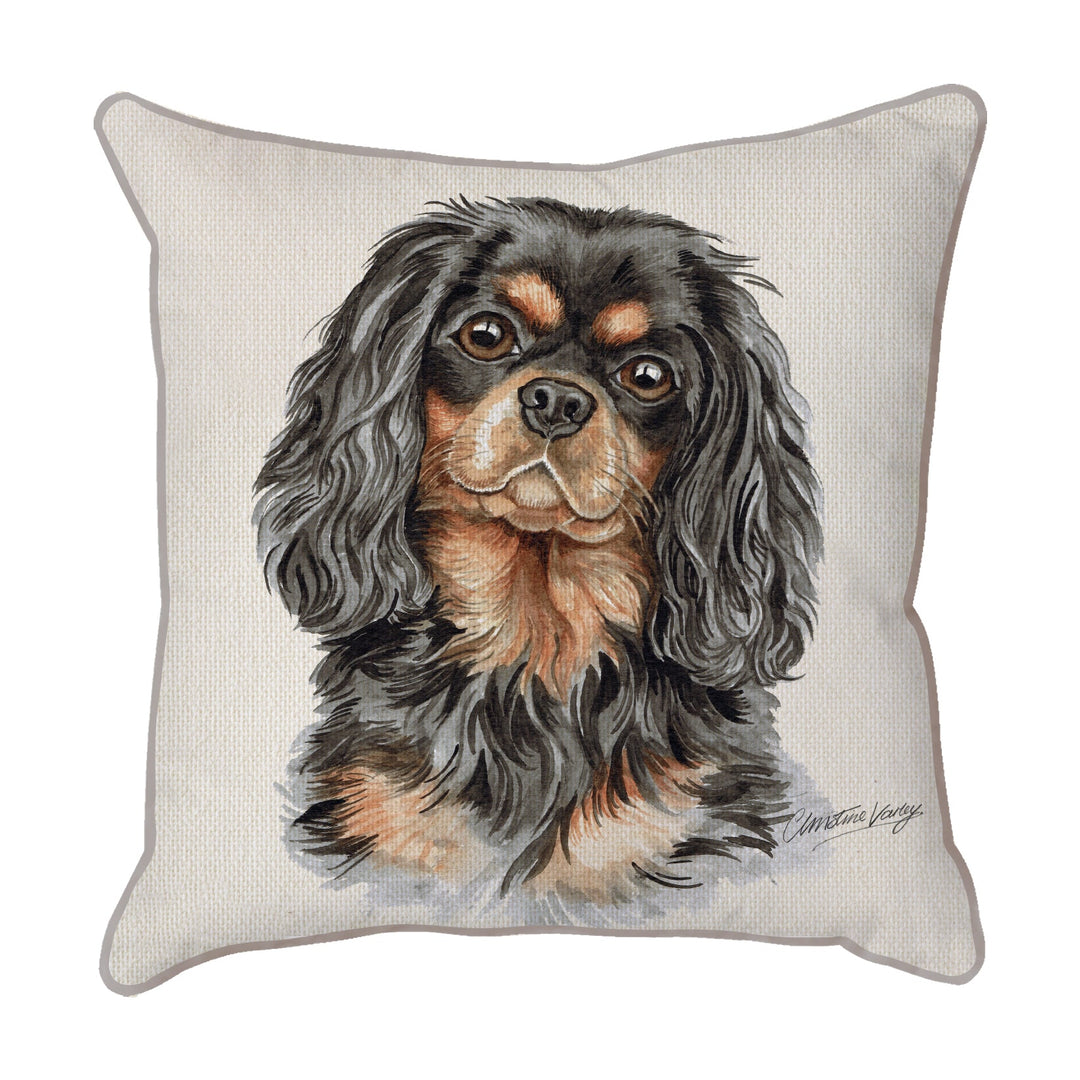 Christine Varley | B&T Cav King Charles | Dog Scatter Cushion Cushions Christine Varley   