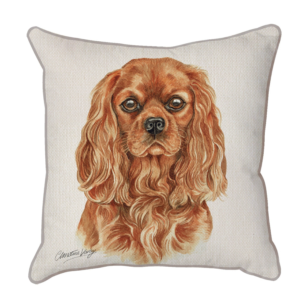 Christine Varley | Ruby Cav King Charles | Dog Scatter Cushion Cushions Christine Varley   