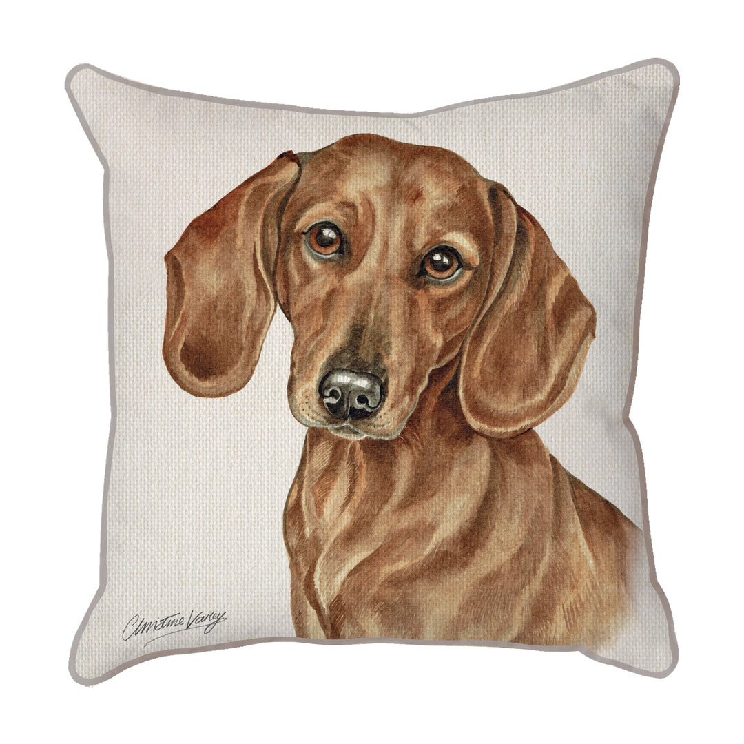 Christine Varley | Red Dachshund | Dog Scatter Cushion Cushions Christine Varley   