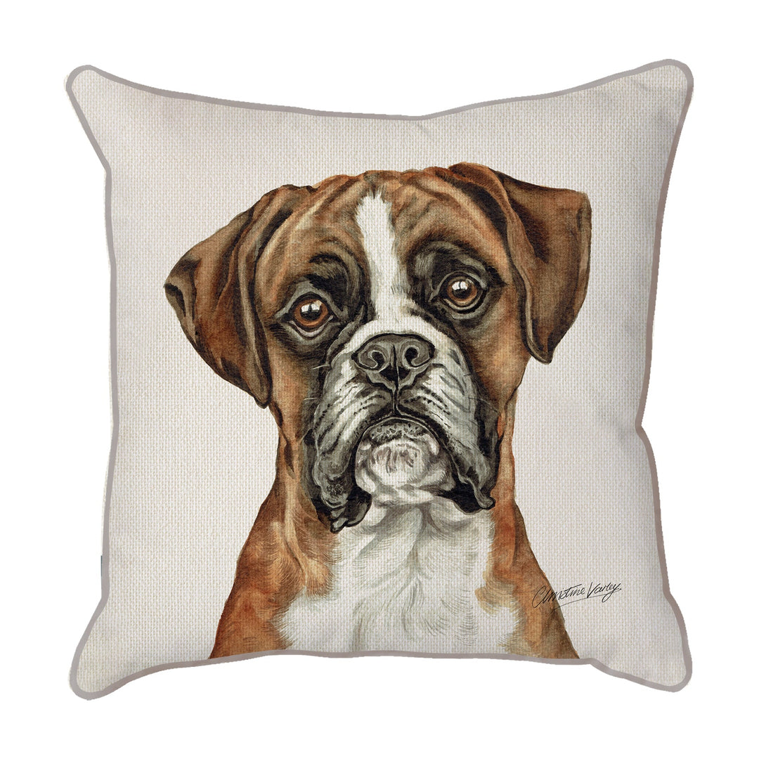 Christine Varley | Red Boxer | Dog Scatter Cushion Cushions Christine Varley   