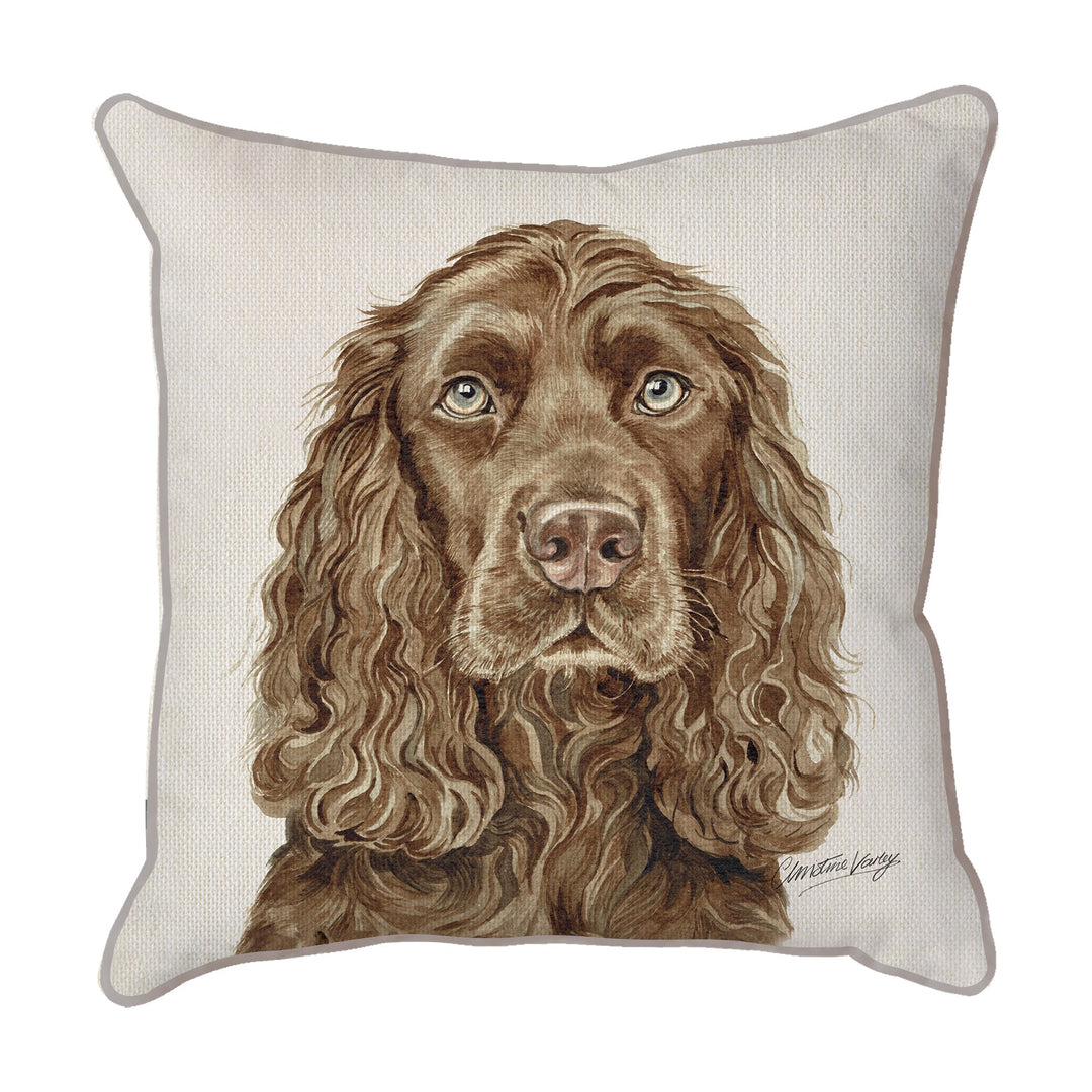 Christine Varley | Brown Spaniel | Dog Scatter Cushion Cushions Christine Varley   