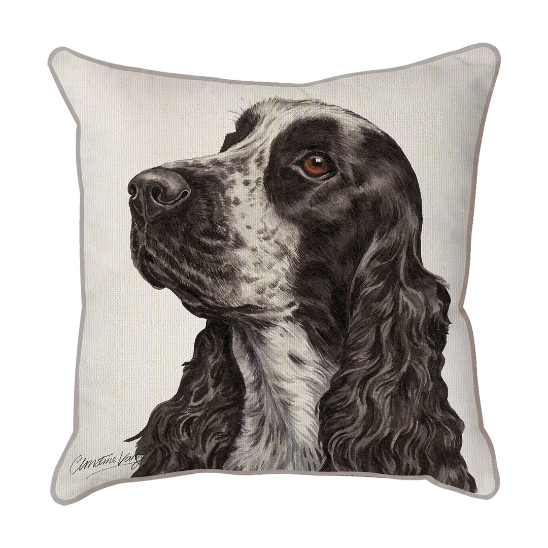 Christine Varley | Cocker Spaniel Black/White | Dog Scatter Cushion Cushions Christine Varley   