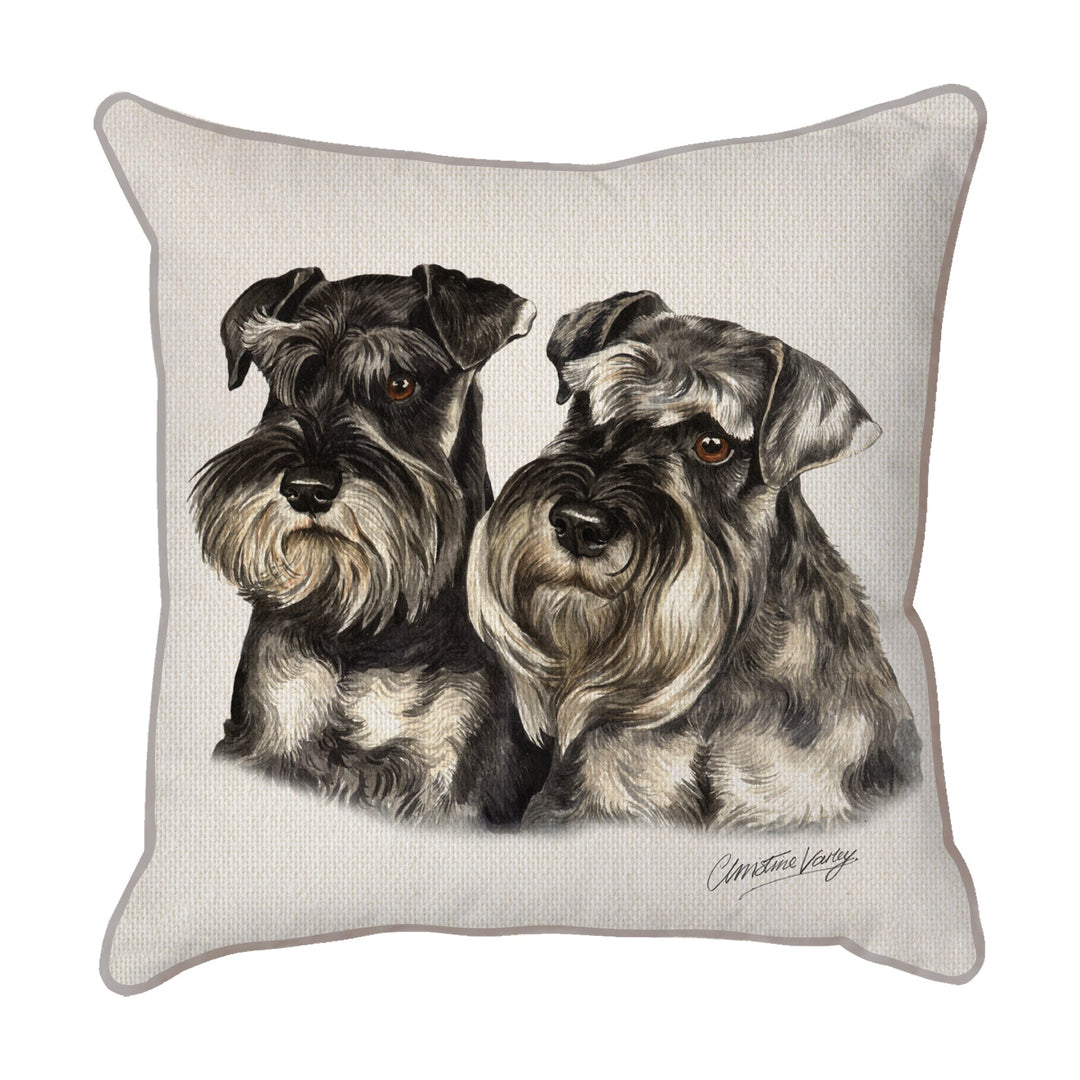 Christine Varley | Miniature Schnauzers | Dog Scatter Cushion Cushions Christine Varley   