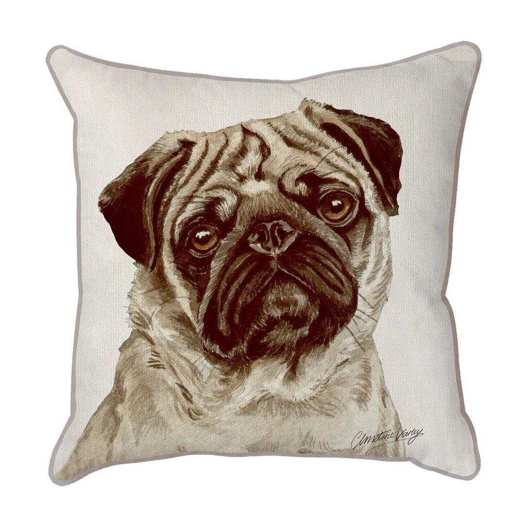 Christine Varley | Pug - Variant 1 | Dog Scatter Cushion Cushions Christine Varley   
