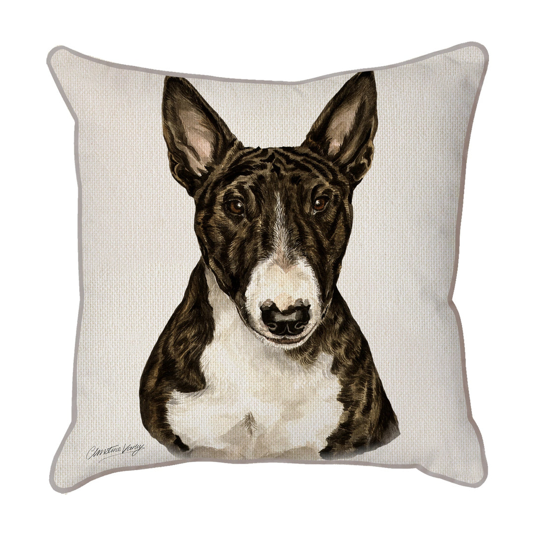 Christine Varley | English Bull Terrier | Dog Scatter Cushion Cushions Christine Varley   